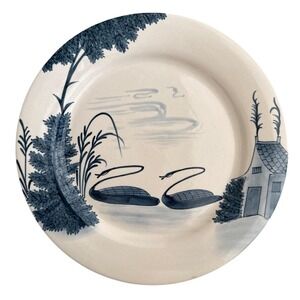 Global Views Williamsburg Ceramic Wall Display Plate Swans 12"